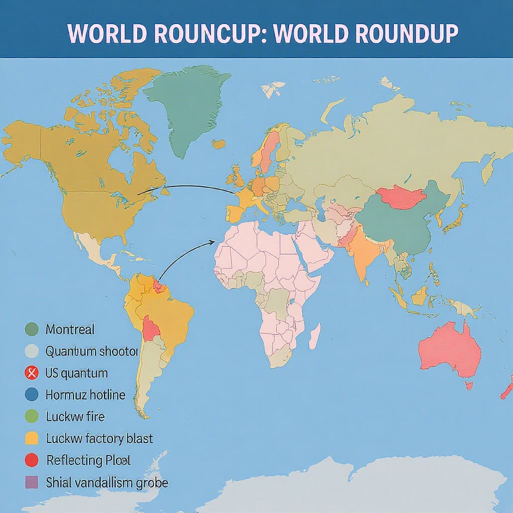Illustration for World roundup: Montreal shooting, US quantum push, Hormuz hotline, Lucknow fire, Qatar blast
