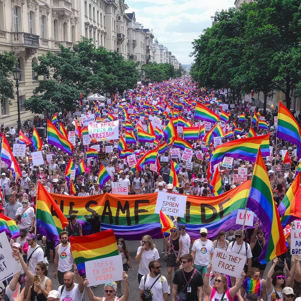 Illustration for Big crowd at Budapest Pride after Hungary lifts ban post-Orban loss