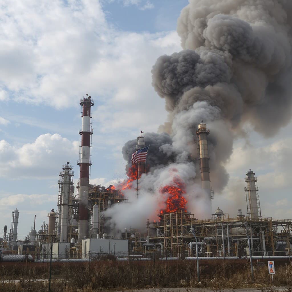 Illustration for Ukraine hits another Russian refinery, Putin flags fuel shortage