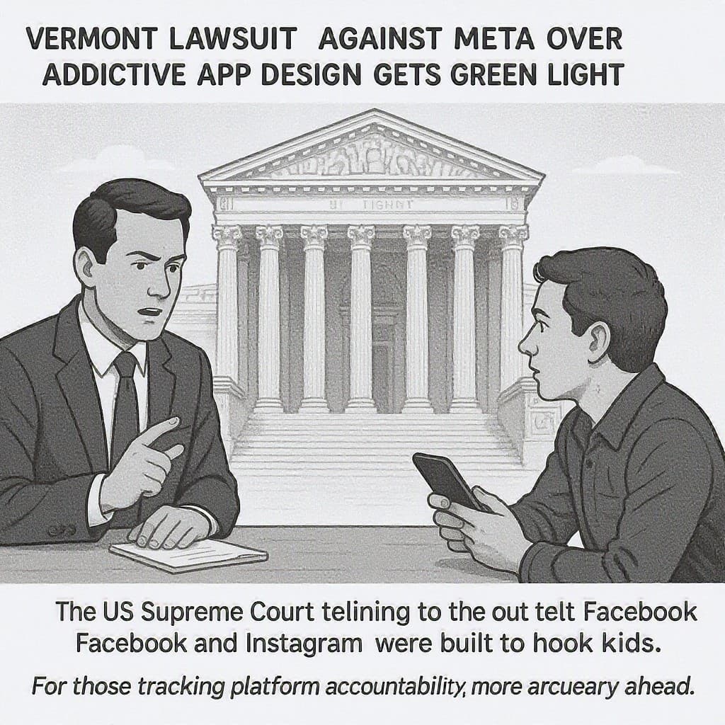 Illustration for Vermont lawsuit against Meta over addictive app design gets green light