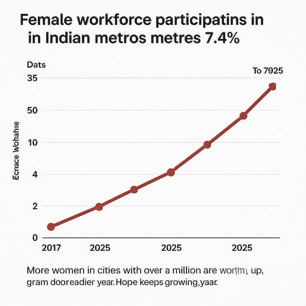 Illustration for Female workforce participation in Indian metros rose 7.4% from 2017 to 2025