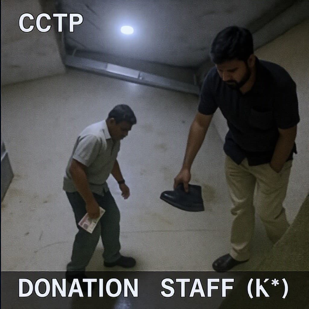 Illustration for CCTV shows temple staff hiding donation cash in pockets, shoes
