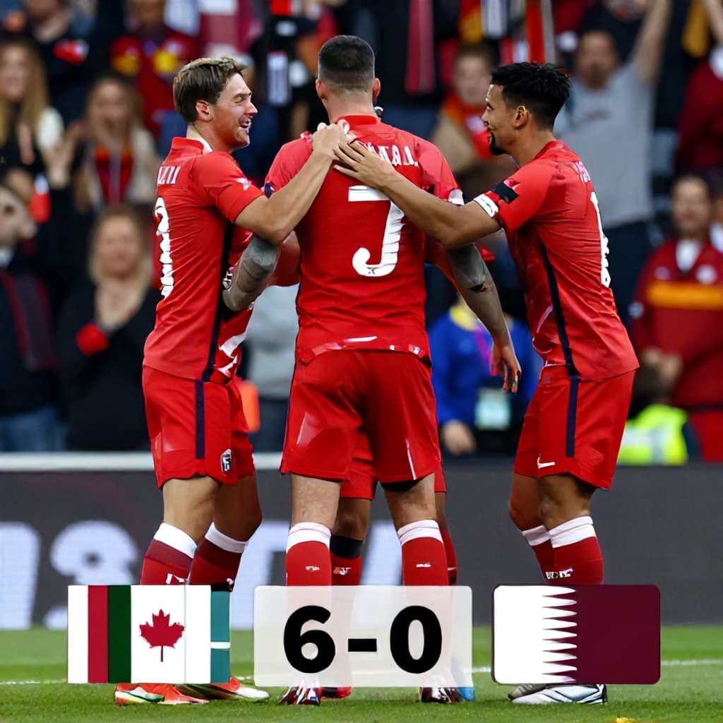 Illustration for Canada's 6-0 win over Qatar overshadowed by injury and brawl