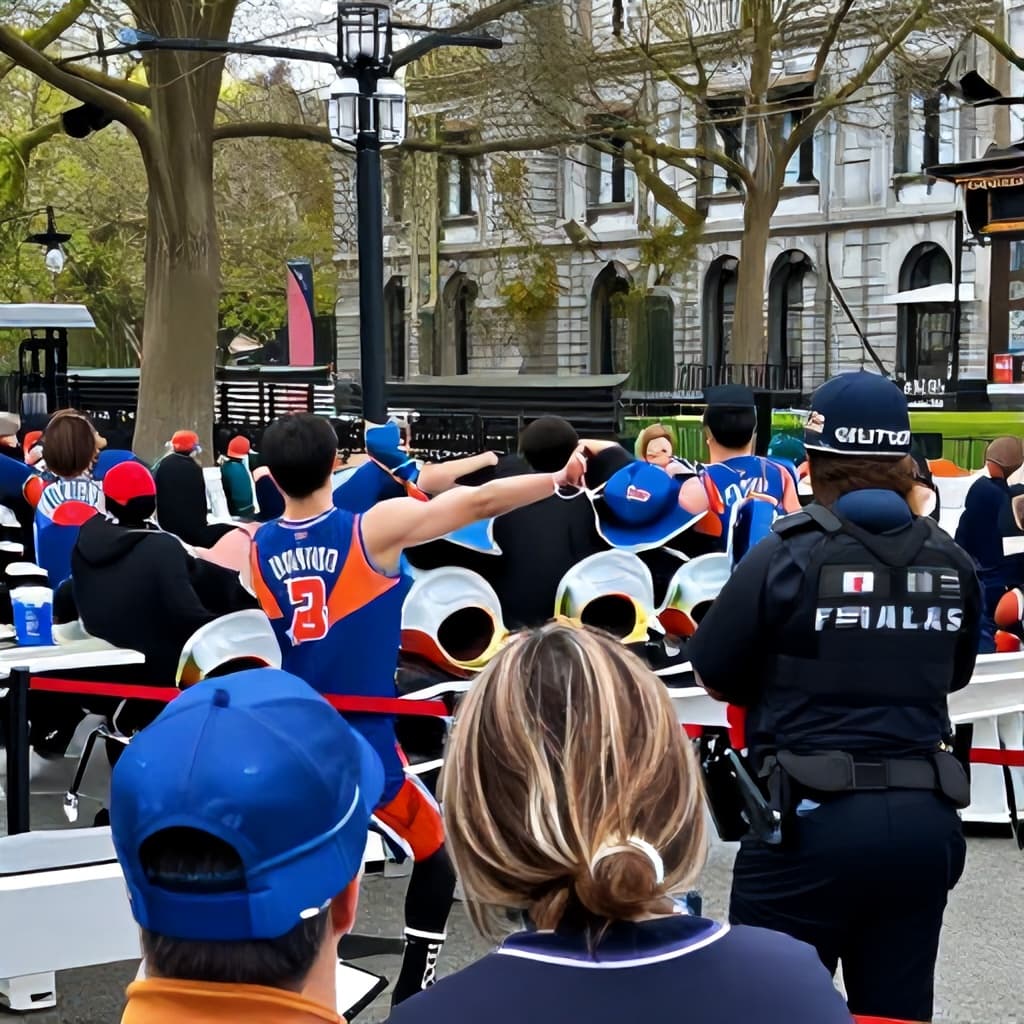 Illustration for Knicks-Spurs Game 3 watch party in Bryant Park turns chaotic