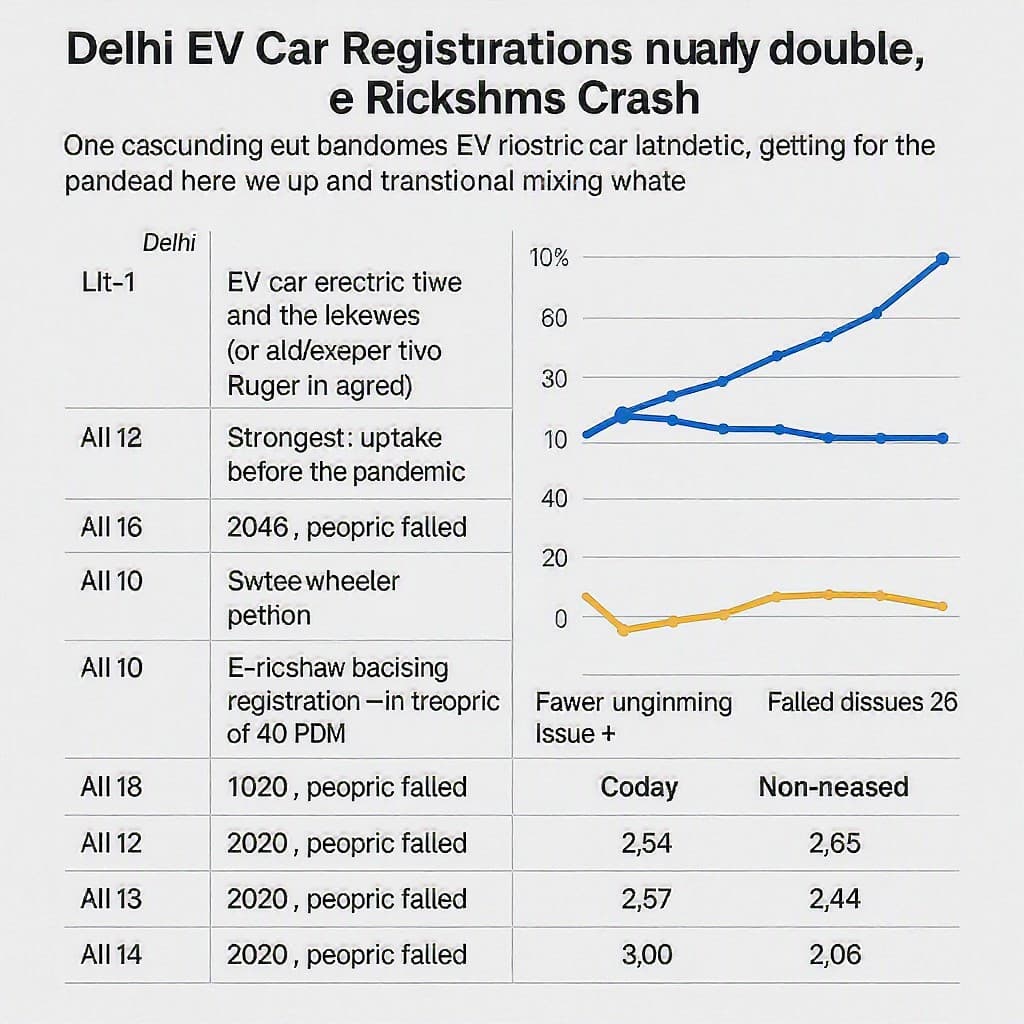 Illustration for Delhi EV car registrations nearly double, e rickshaws crash
