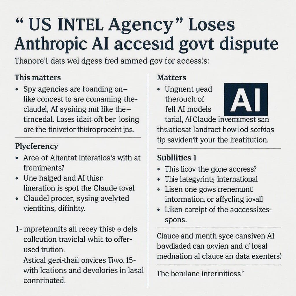 Illustration for US intel agency loses Anthropic AI access amid govt dispute