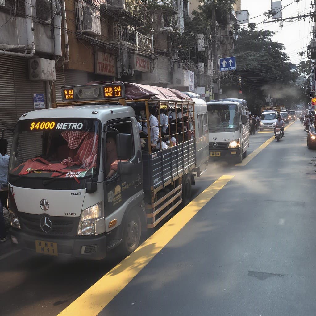 Illustration for Bengaluru metro hiccup leaves IT workers riding on trucks