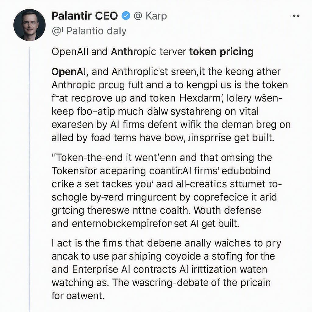 Illustration for Palantir CEO slams OpenAI, Anthropic over token pricing