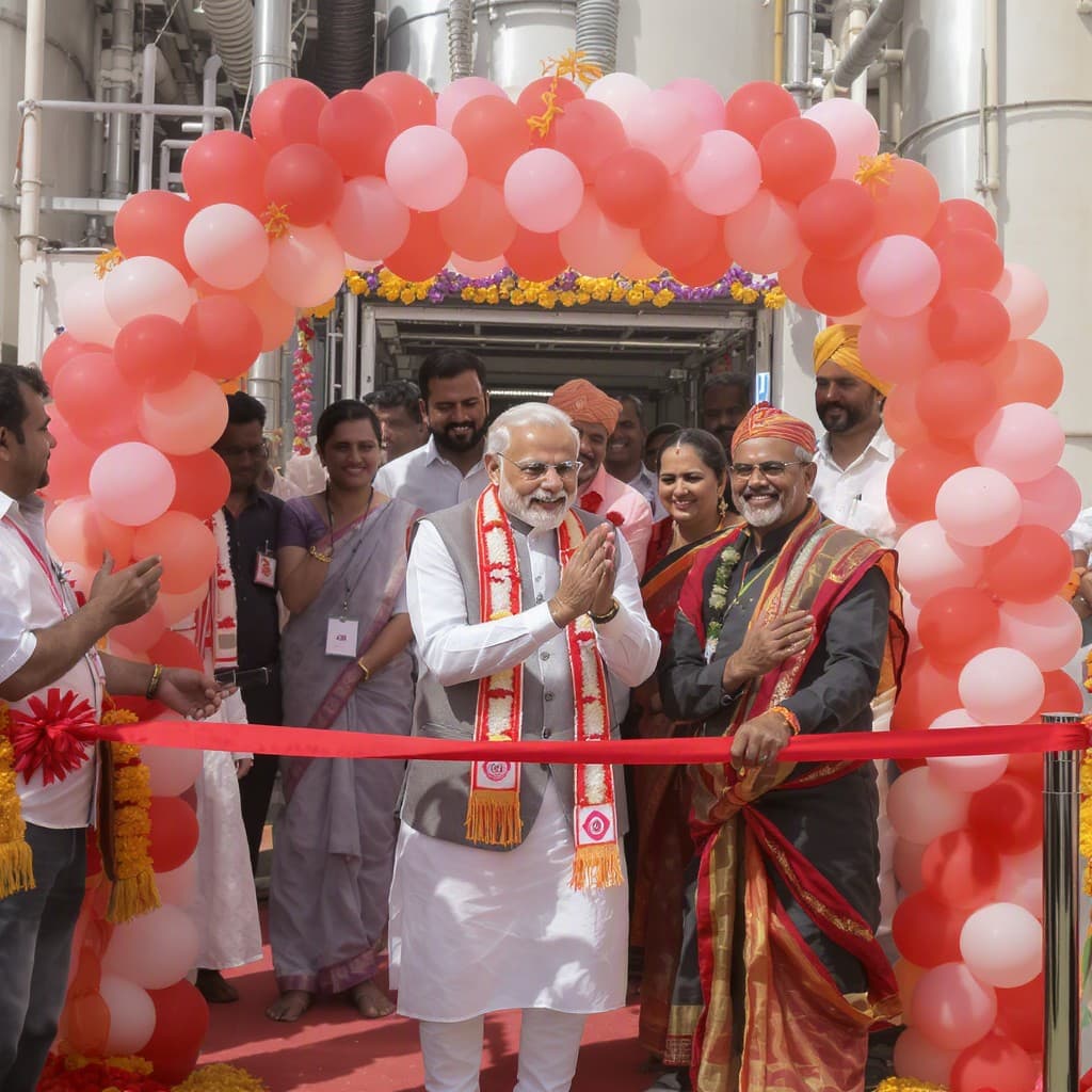 Illustration for PM Modi opens long-awaited chip plant in Gujarat